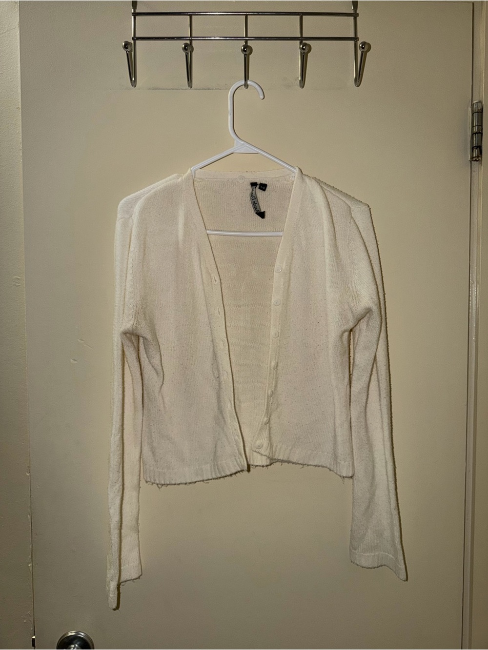 Cream V-Neck Button-Front Women's Sweater